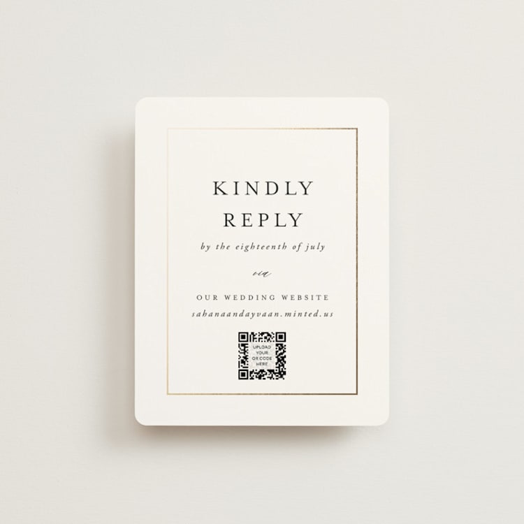 "Gilded frame" - Foil-Pressed RSVP Online Enclosure Cards in Pearl by Nicole Walsh - Front