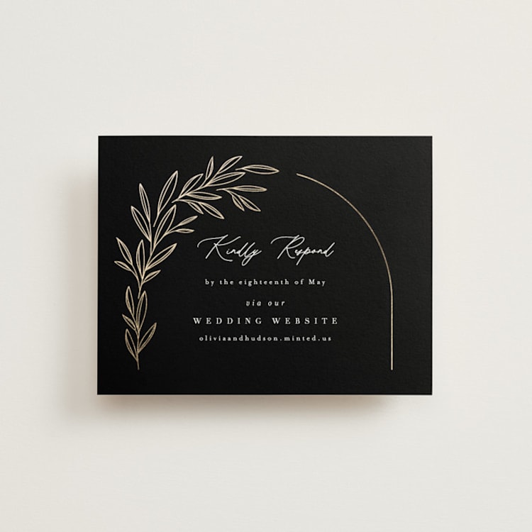 "Bianca" - Foil-Pressed RSVP Online Enclosure Cards in Ink by Kristie Kern - Front