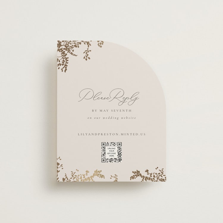 "forever and a day" - Foil-Pressed RSVP Online Enclosure Cards in Luxe Neutral by Design Lotus - Front