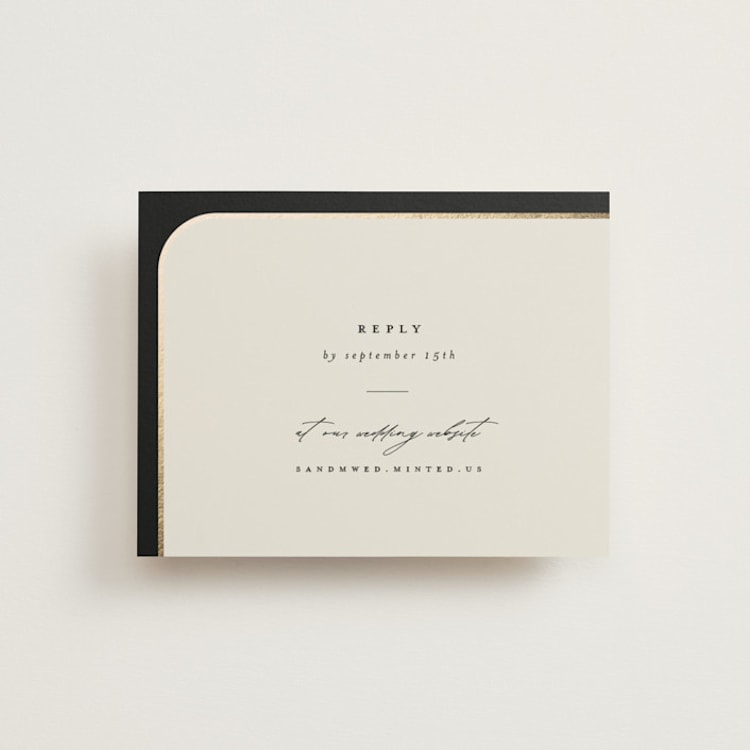 "Tuxedo" - Foil-Pressed RSVP Online Enclosure Cards in Black Tie by Carolyn Nicks - Front