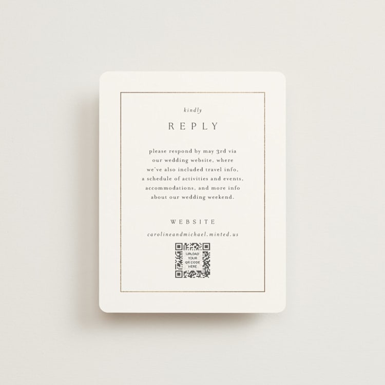 "Framed Monogram" - Foil-Pressed RSVP Online Enclosure Cards in Silk by Kelly Schmidt - Front