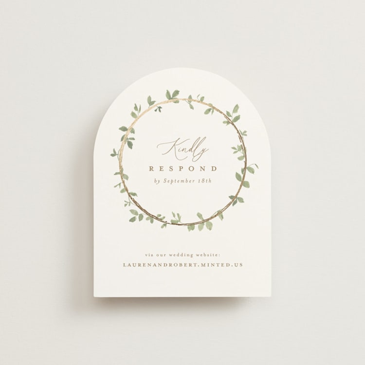 "Canopy" - Foil-Pressed RSVP Online Enclosure Cards in Ivy by Everett Paper Goods - Front