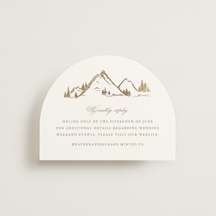 "Colorado" - Foil-Pressed RSVP Online Enclosure Cards in Earth by Mansi Verma - Front