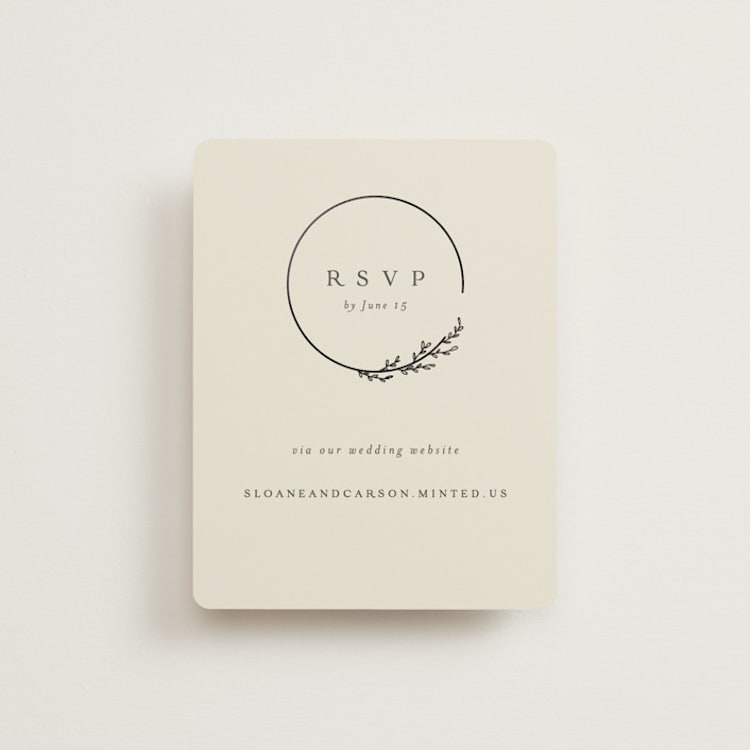 "Branched" - Foil-Pressed RSVP Online Enclosure Cards in Almond by Brianne Larsen - Front