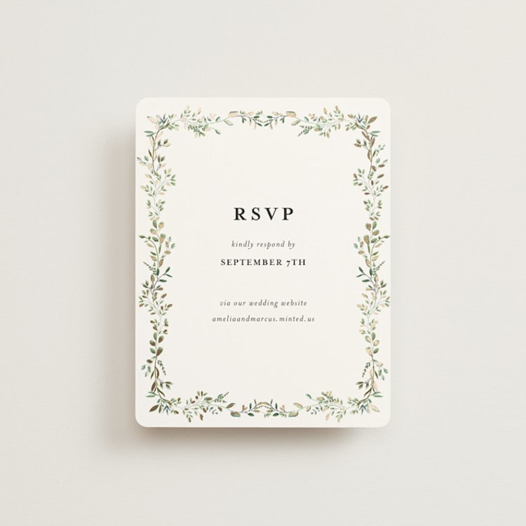 "Monogramed Arch" - Foil-Pressed RSVP Online Enclosure Cards in Mojito by Susan Moyal - Front
