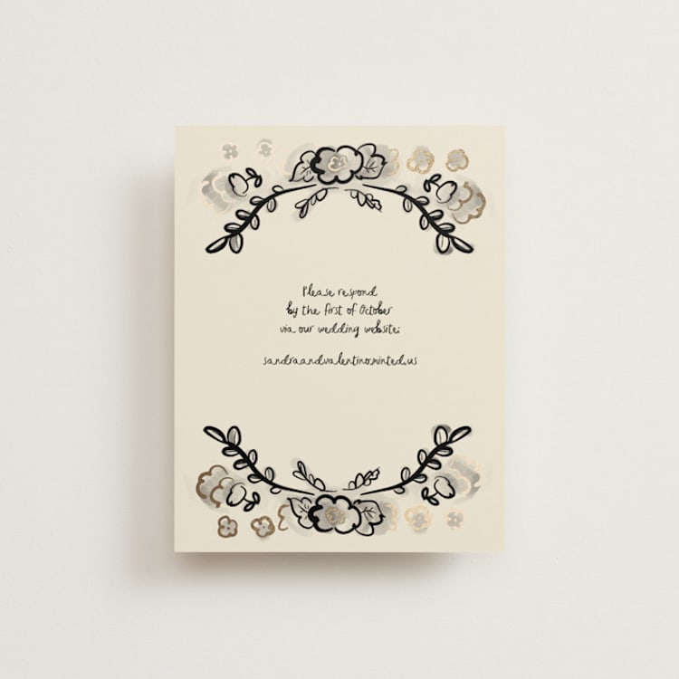"Santa Catalina" - Foil-Pressed RSVP Online Enclosure Cards in Ink Wash by Ani Somi - Front