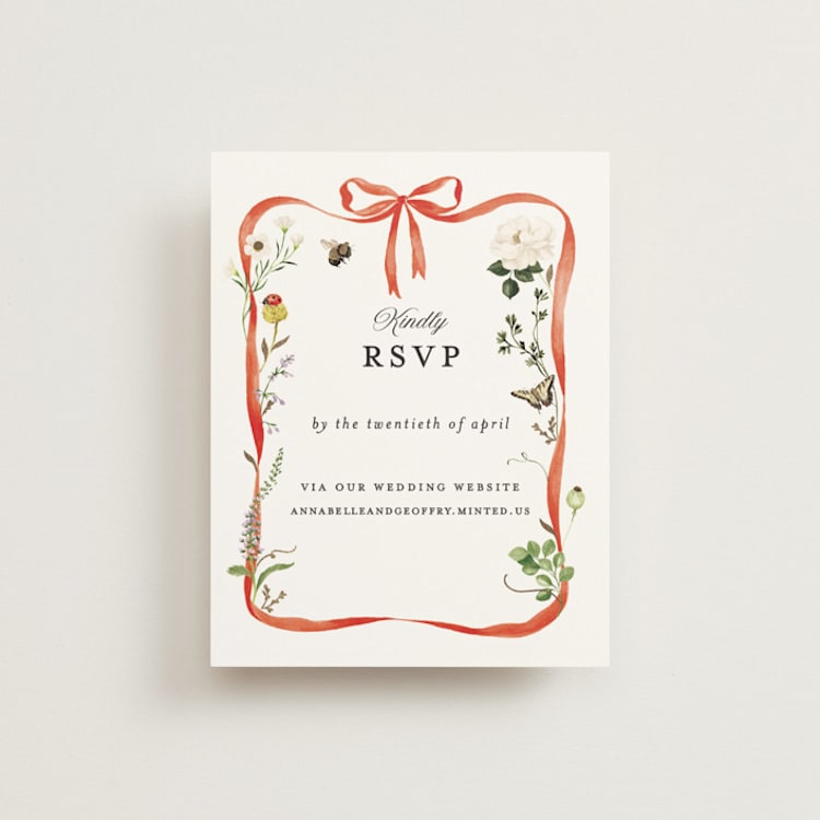 "Fleur" - Foil-Pressed RSVP Online Enclosure Cards in Verona Sunset by Sarah Knight - Front