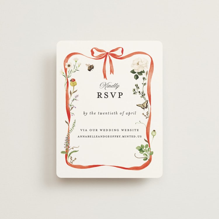 "Fleur" - Foil-Pressed RSVP Online Enclosure Cards in Verona Sunset by Sarah Knight - Front