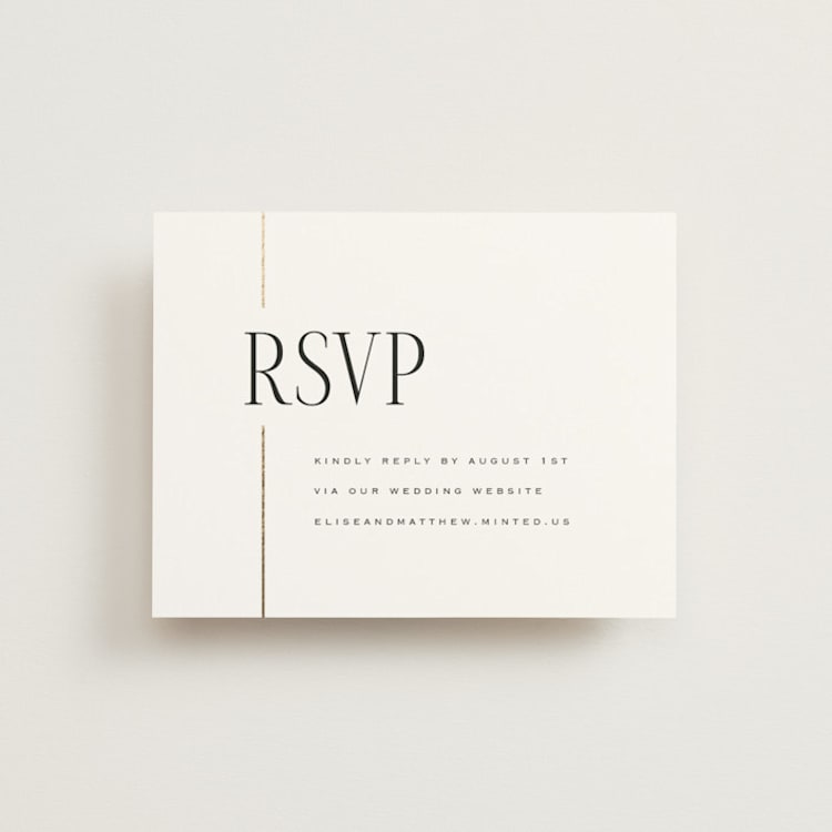 "Linear" - Foil-Pressed RSVP Online Enclosure Cards in Silk by Laura Hankins - Front