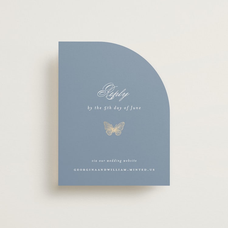 "meet me in the garden" - Foil-Pressed RSVP Online Enclosure Cards in Cornflower by Grae - Front