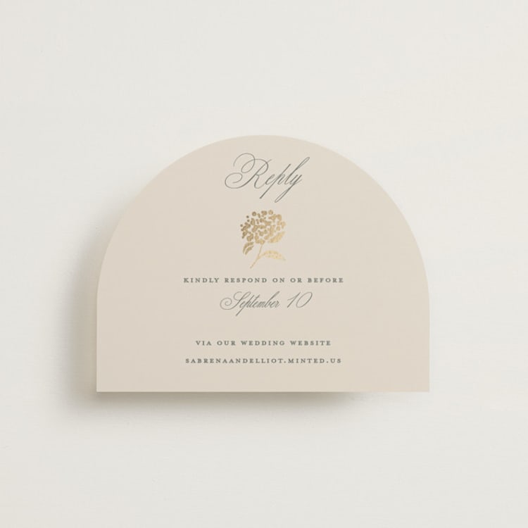 "Shimmering Hydrangeas" - Foil-Pressed RSVP Online Enclosure Cards in Tea Time by Susan Zinader - Front