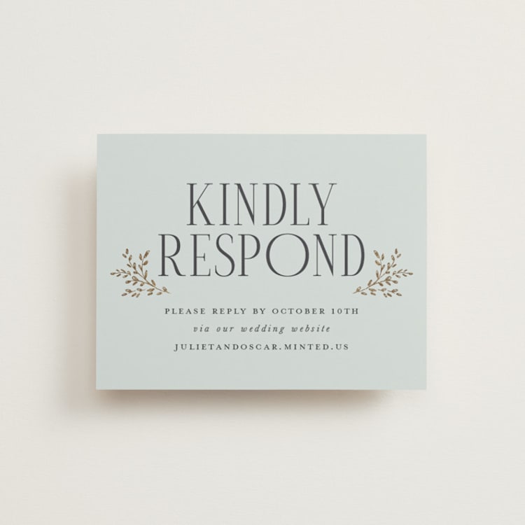 "Enchanted" - Foil-Pressed RSVP Online Enclosure Cards in Mist by Laura Hankins - Front
