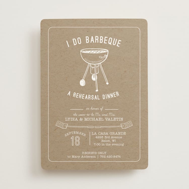 "I Do BBQ" - Rehearsal Dinner Invitations in Kraft by Lani Kai Peterson - Front