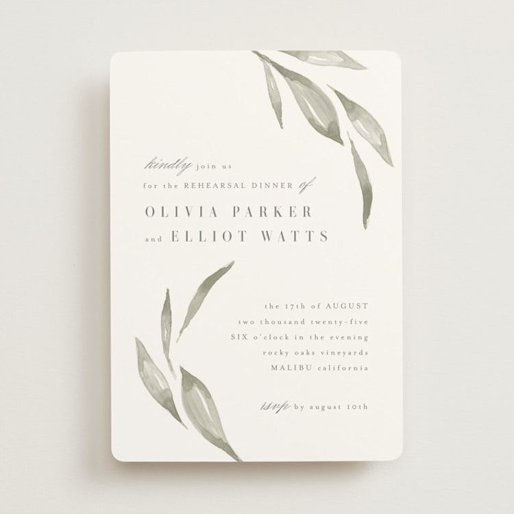 "Whispered Leaves" - Rehearsal Dinner Invitations in Leaf by Kristie Kern - Front