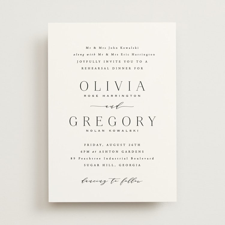 "Classy Type" - Rehearsal Dinner Invitations in Lily by Hooray Creative - Front