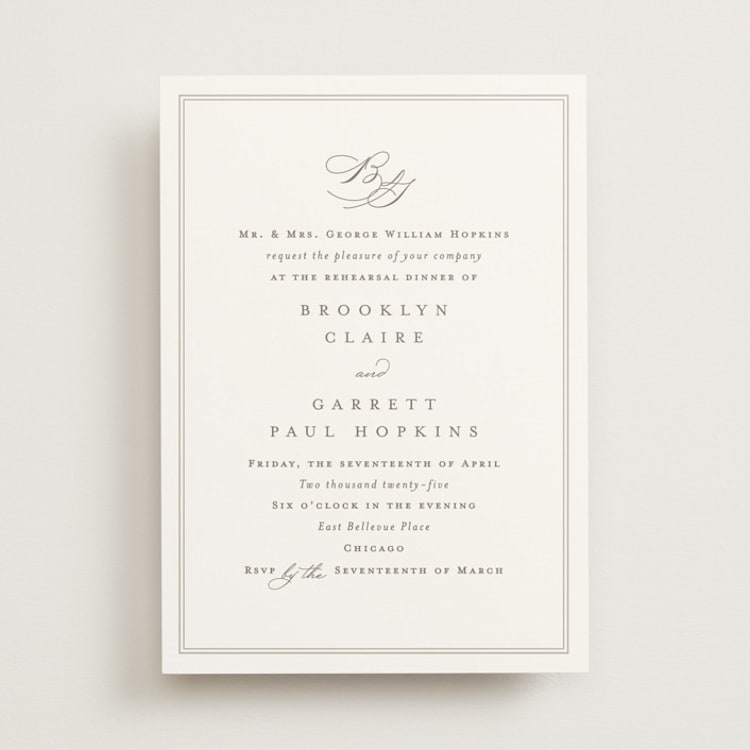"Overlapping" - Rehearsal Dinner Invitations in Cotton by Amy Kross - Front
