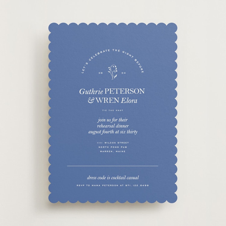 "bluebell dinner" - Rehearsal Dinner Invitations in Bluebell by Bramble Studio - Front