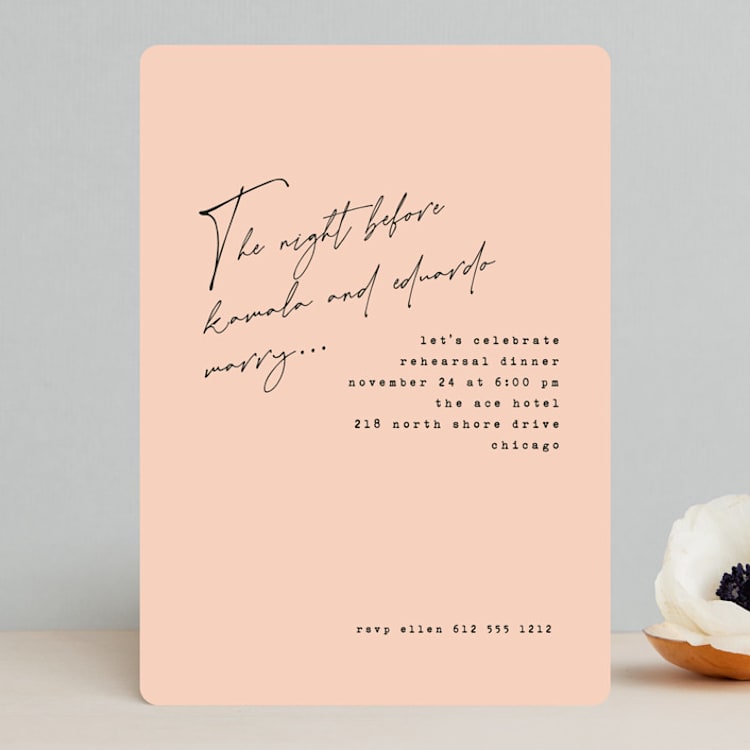 "just a note" - Rehearsal Dinner Invitations in Blush by Susan Brown - Front
