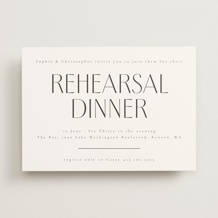 "Effortless" - Rehearsal Dinner Invitations in Comfort by letterfix - Front