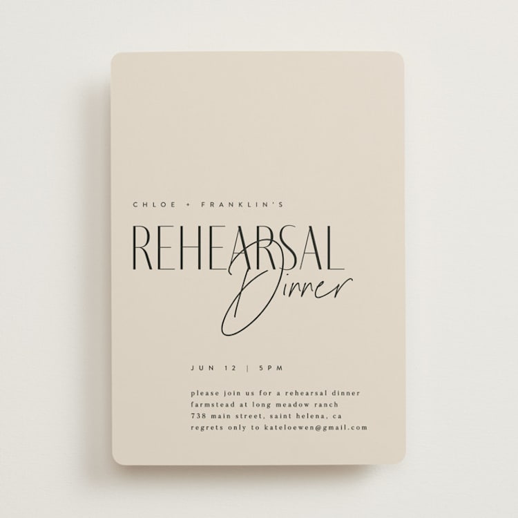 "Layered" - Rehearsal Dinner Invitations in Natural by Kelly Schmidt - Front
