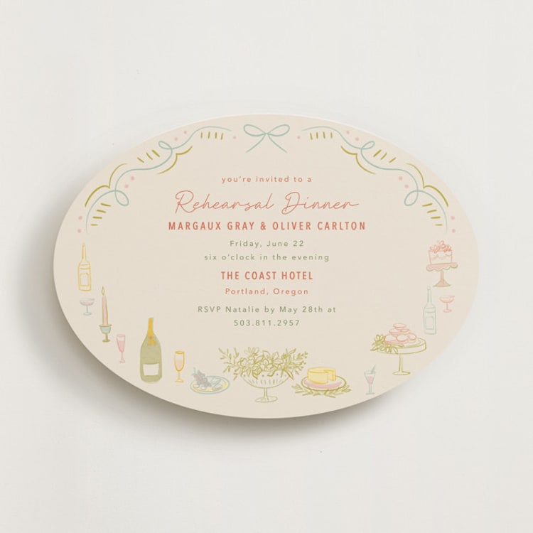 "Dining" - Rehearsal Dinner Invitations in Olive by Elly - Front