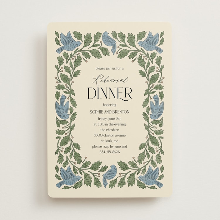 "birdies" - Rehearsal Dinner Invitations in Bluebird by Jen Owens - Front