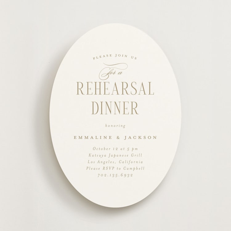 "Traditional Rehearsal Dinner" - Rehearsal Dinner Invitations in Quartz by Joanna Griffin - Front
