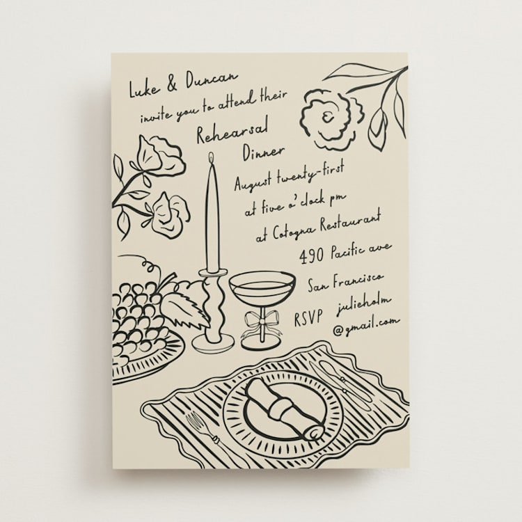 "À table!" - Rehearsal Dinner Invitations in Ink by Studio Suku - Front