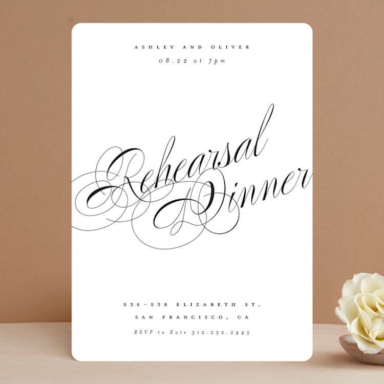 "Forever" - Rehearsal Dinner Invitations in Onyx by Hudson meet Rose - Front