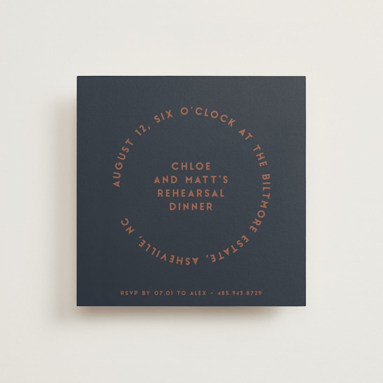 "Round" - Rehearsal Dinner Invitations in Midnight by Gwen Bedat - Front