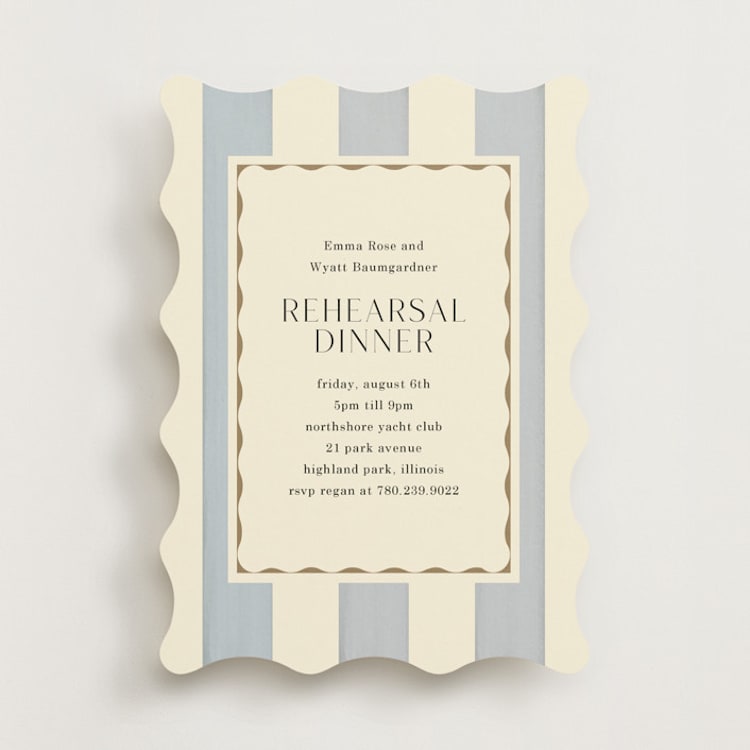"Tailored Frame" - Rehearsal Dinner Invitations in Champagne by Baumbirdy - Front