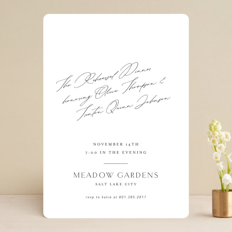 "Scripts" - Rehearsal Dinner Invitations in Salt by Stephanie Hawkes - Front