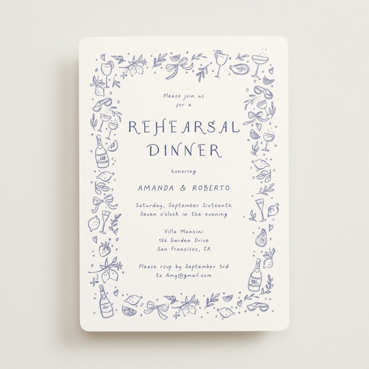 "Bridal Border" - Rehearsal Dinner Invitations in Azure by frau brandt - Front