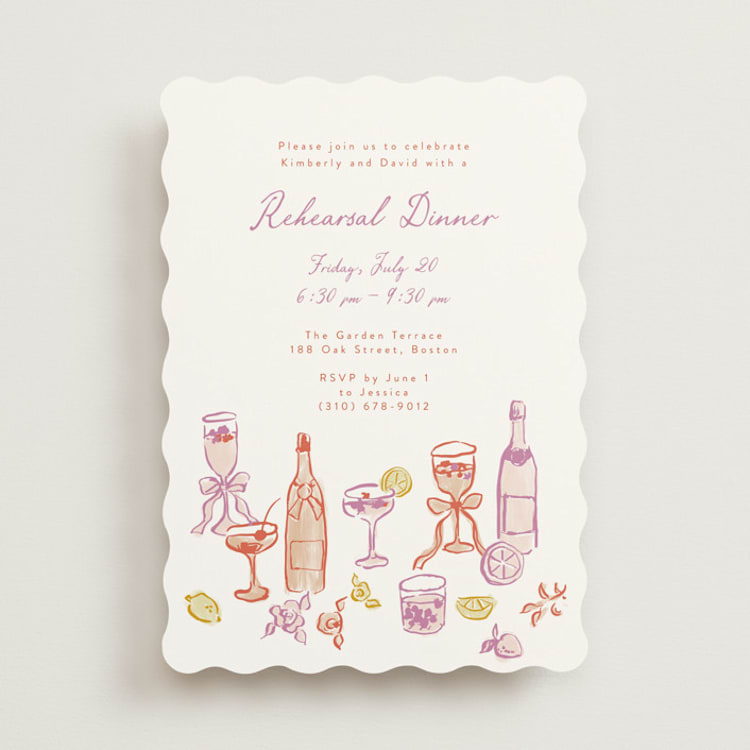 "cocktails and laughter" - Rehearsal Dinner Invitations in Orchid by Cass Loh - Front