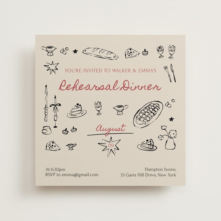"Let’s Feast!" - Rehearsal Dinner Invitations in Classic by Zove Ahhh - Front