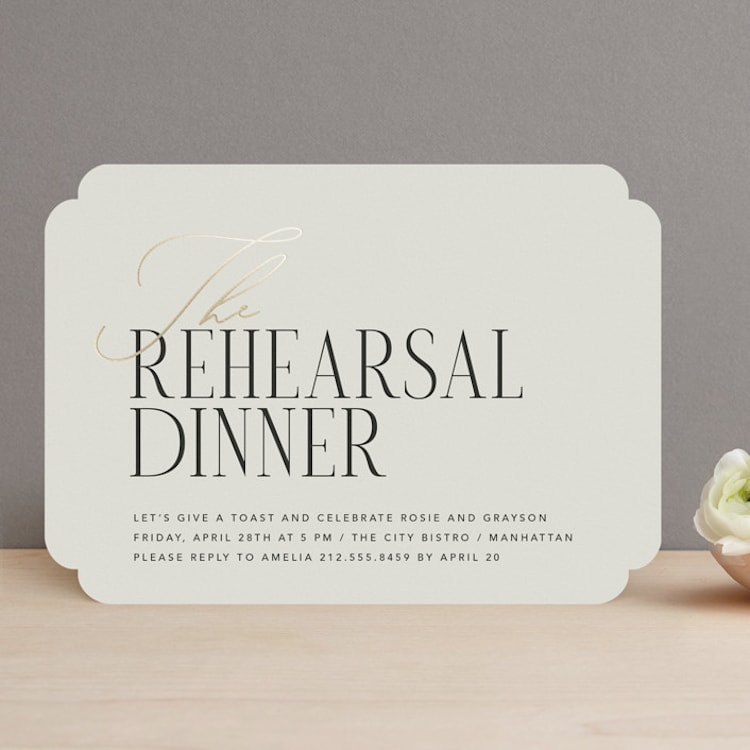 "Chic Celebration" - Rehearsal Dinner Invitations in Ecru by Louise Kay - Front