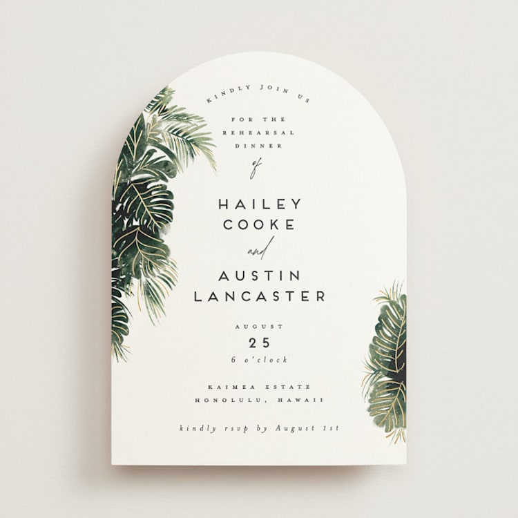 "Tropics" - Rehearsal Dinner Invitations in Palm by Gwen Bedat - Front