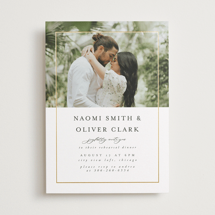 "Gilded frame" - Rehearsal Dinner Invitations in Pearl by Nicole Walsh - Front