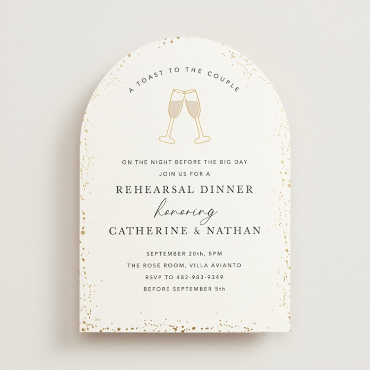 "Toasted" - Rehearsal Dinner Invitations in Cloud by Zani van Zyl - Front