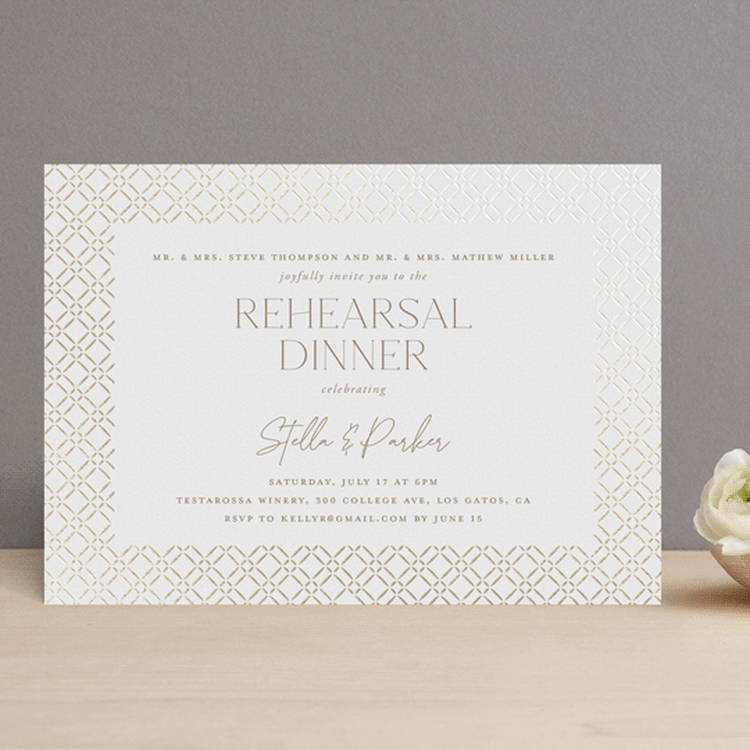 "Rattan" - Rehearsal Dinner Invitations in Almond by Yaling Hou Suzuki - Front