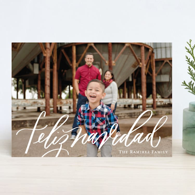 "feliz navidad hand lettered" - Retired Holiday Cards in Snow by Elsa Duncan - Front