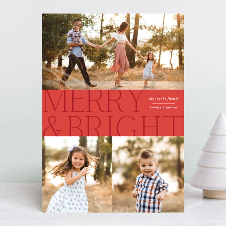 "Merry Tri" - Retired Holiday Cards in Cranberry by Ellis - Front
