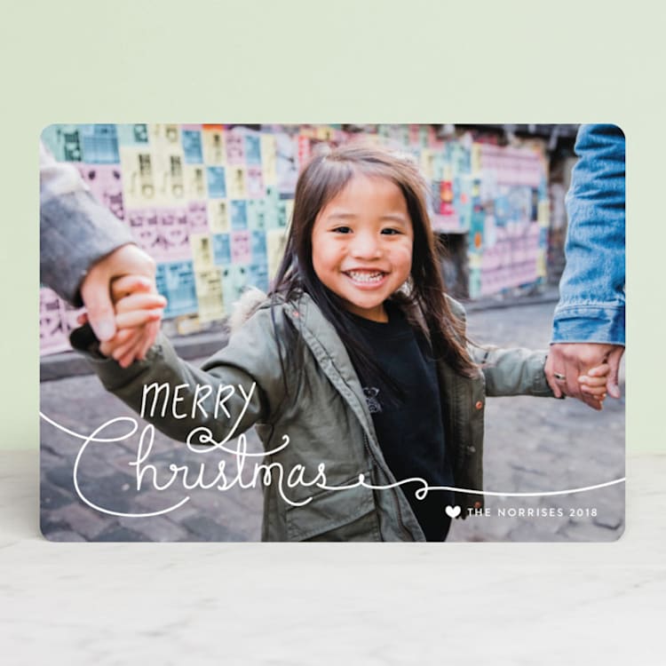 "Handwritten Holidays" - Retired Holiday Cards in Snowfall by Lehan Veenker - Front