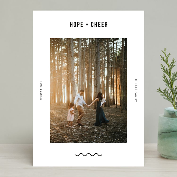 "Bold Modern" - Retired Holiday Cards in Snow by Becca Thongkham - Front