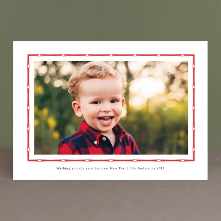 "Simple Border" - Retired Holiday Cards in Ruby by Ellis - Front