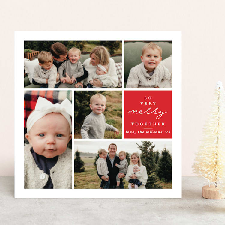 "So Very Merry Together" - Retired Holiday Cards in Cranberry by Kanika Mathur - Front