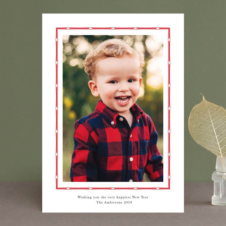 "Simple Border" - Retired Holiday Cards in Ruby by Ellis - Front