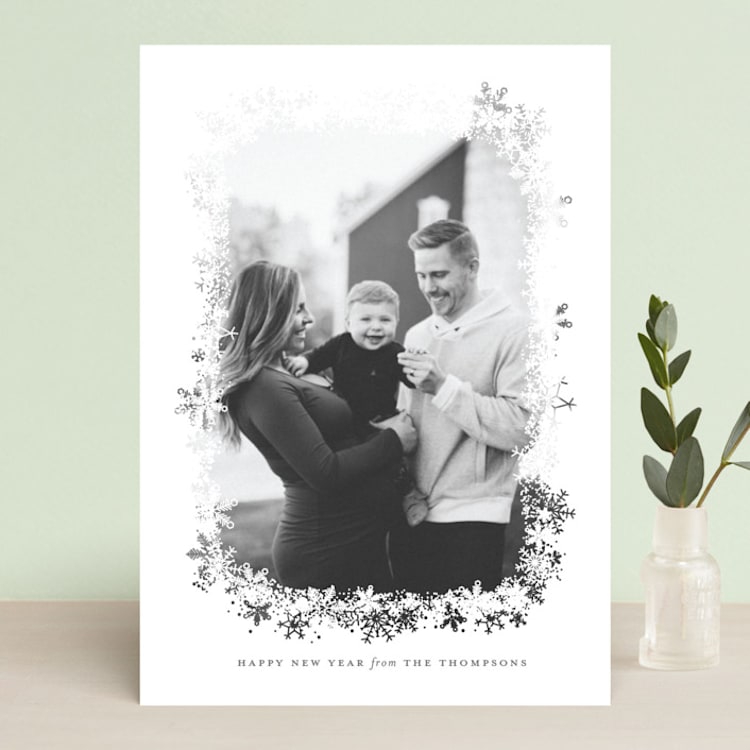 "Snowfrost" - Retired Holiday Cards in Slate by Sarah Brown - Front