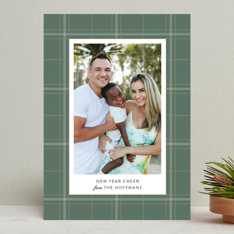"Tartan" - Retired Holiday Cards in Agave by Ann Gardner - Front
