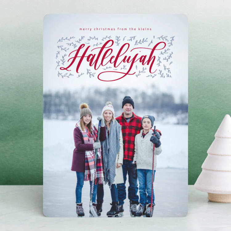 "Hallelujah!" - Retired Holiday Cards in Cranberry by Carolyn Kach - Front